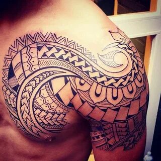 Polynesian Chest & Shoulder Piece Best tattoo ideas & design