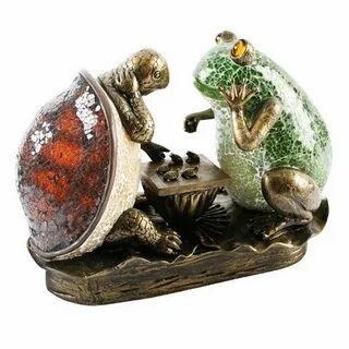 Quirky Crackled Glass Frog and Tortoise Lamp Deco bronzes, G