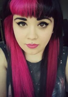 half n half Pink and black hair, Punk hair, Beautiful black 