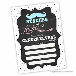 Staches or Lashes Gender Reveal Fill In Invitations Gender r