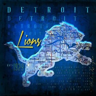 Detroit Lions Retro Map - Fight Song Print - Perfect gift fo