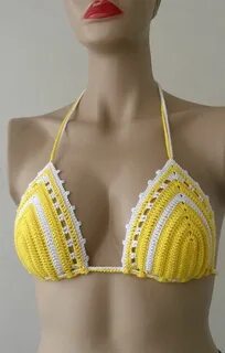 Crochet Yellow - White Sexy Bikini 1st class materials were 