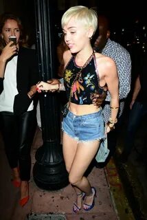 MILEY CYRUS in Jeans Shorts Arrives at Cameo Nightclub in Mi