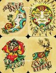 Folk Art POSTCARDS Mexican Loteria Tattoo Art Set of 8 Etsy 