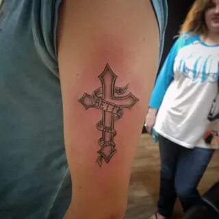 Cross Tattoos With Ribbon Around It - 125 Ribbon Tattoo Idea