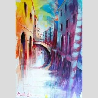Картина Канал с мостиком в Венеции - Городской пейзаж - Рачи