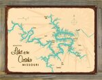 Lake of the Ozarks Missouri with Mile Markers Wood-Mounted E