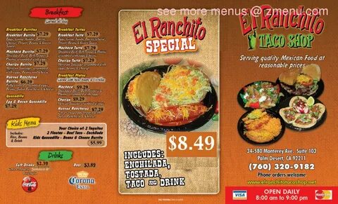 Online Menu of El Ranchito Taco Shop Restaurant, Cathedral C
