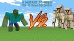 10 Iron golems Vs. 5 Mutant Zombies!!! - YouTube