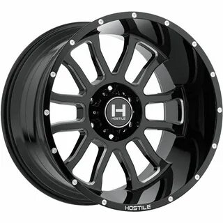 4 - 22x10 Black Milled Wheel Hostile Gauntlet H107 6x5.5 -25