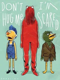 digital style Dont hug me, Red guy, Don't hug me i'm scared 