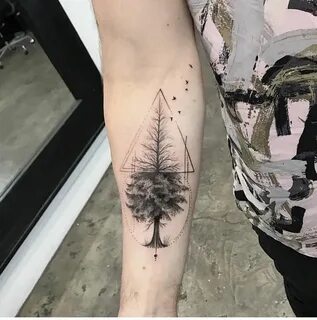 Great arm tattoo inspiration with geometric tree design #tat
