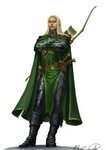Female Elf Fighter Archer - Pathfinder PFRPG DND D&D d20 fan