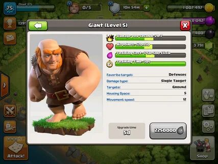 Clash Of Clan Giant Levels