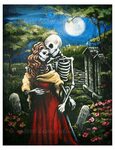 Romance Day of the Dead Art Print Skeleton Couple Rockabilly