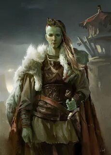 Character portraits, Female orc, Dungeons and dragons charac