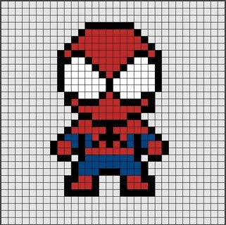 easy pixel art - Patrones de Hama Beads de Spiderman pixel a