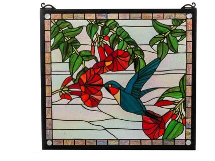 Meyda Tiffany Hummingbird Stained Glass Window MY81540