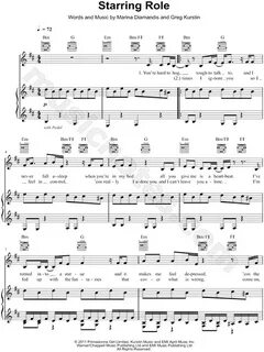 Marina and The Diamonds "Starring Role" Sheet Music in B Min