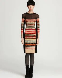 Sonia Rykiel Long Sleeve Fair Isle Sweater Dress Furniture -