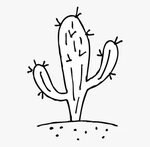 Desert Clipart Desert Plant - Clip Art Cactus Black And Whit