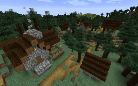 Minecraft 1.14 Taiga Village Over Deep Cave System - Minecra