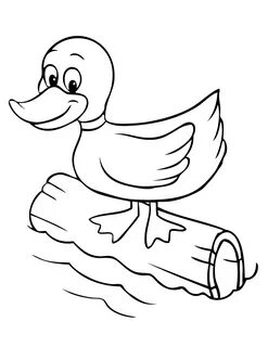 Cartoon Duck On Log Coloring Page Coloring pages, Animal tem