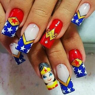 Wonder Woman inspired nail art! Nail art, Acrylic nail art, 