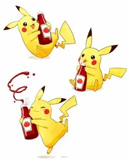 Pikachu and Ketchup by tamiart Pikachu, Pikachu raichu, Poke