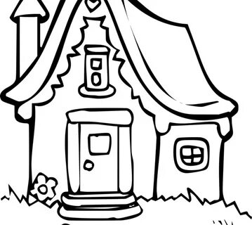 Coloring Book Clipart - Cottage Clipart Black And White - (6