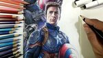 ว า ด ก ป ต น อ เ ม ร ก า - Drawing Captain America/Steve Ro