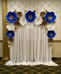 7x6ft PAPER FLOWERS BACKDROP in colors Royal blue, white and