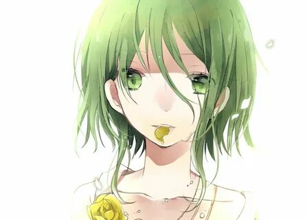 Flowers green hair gumi hachimitsu honey petals short hair v