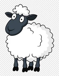 Ilustración de ovejas blancas y negras, dibujos animados de 