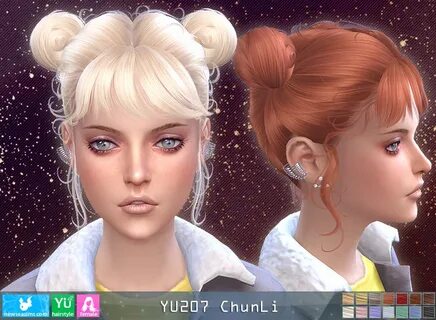 NewSea: YU207 Chun Li hair - Sims 4 Hairs