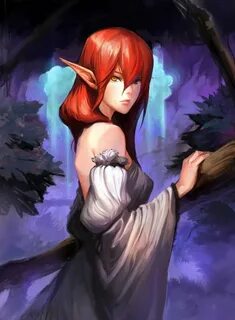 красноволосая арт - Поиск в Google Elf art, Anime elf, Red h