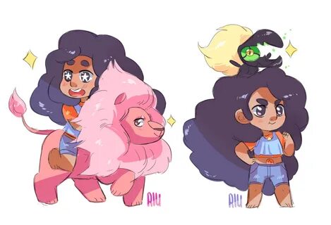 Chibi sketches of Stevonnie with Lion & Centipeetle Stev