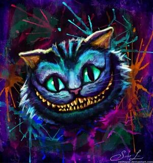 Black cat painting, Cheshire cat art, Cheshire cat alice in 
