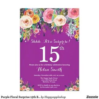 Purple Floral Surprise 15th Birthday Invitation Zazzle.com 8