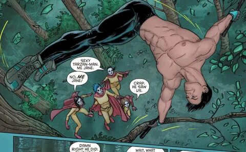 Shirtless Dick Grayson Being Chased By Girls