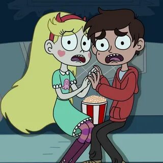 Star and Marco watching a horror movie by Deaf-Machbot Star 