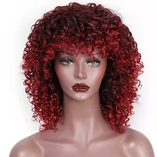 Afro Kinky Curly Wig Mixed Brown Ombre Blonde Synthetic Wig 