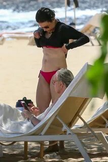 Julia Louis-Dreyfus in Bikini at the Beach on the Island of 