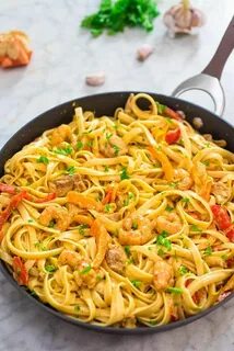 This delicious Cajun Chicken and Shrimp Pasta makes an easy,