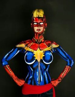 Captain Marvel Carol Danvers Body painting, Marvel comic cha