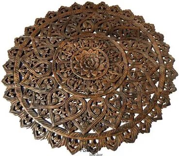 Elegant Wood Carved Wall Plaque.Floral Wood Wall Panels - As