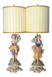 Vintage Benrose Capodimonte Lamps-Fully Restored - a Pair on