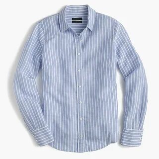 Petite perfect shirt in striped cotton-linen : Women shirts 
