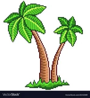 Pixel two palm trees isolated Royalty Free Vector Image