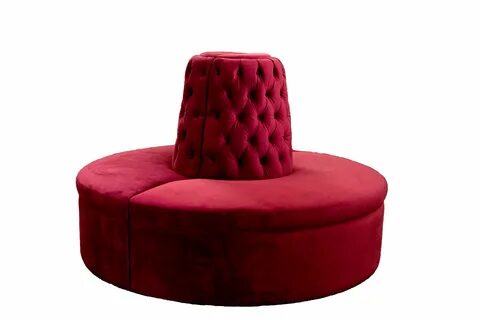 Gorgeous Red Velvet Circle Banquette settee Sofa with button